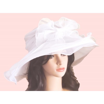 NEW White Silk Organza Hat: British Church Derby Dressy Sophisticated Wedding  eb-27946583